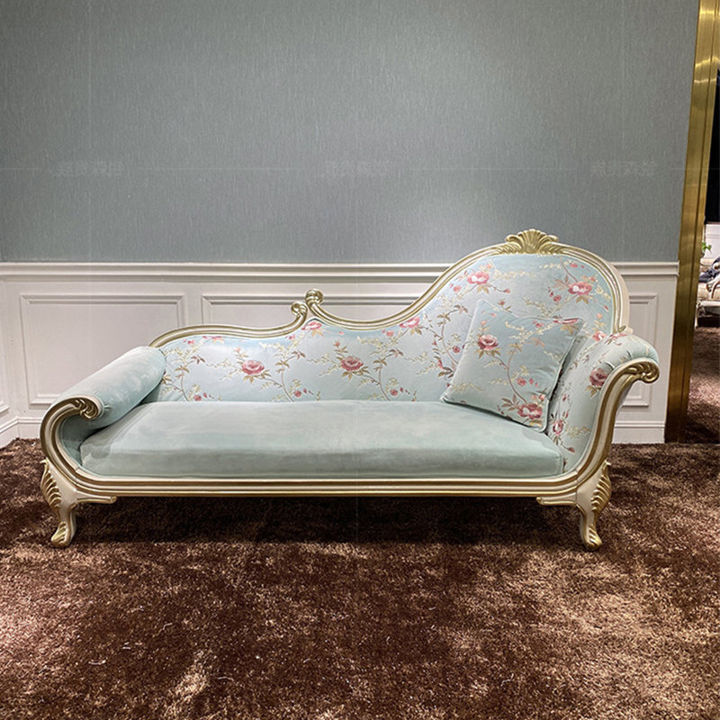Fauteuil de princesse de 70,87 po en bois massif vert de style français