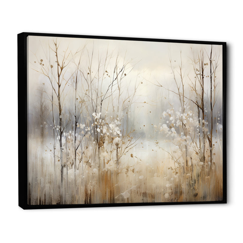 «Winter Meadow View calmness II», impressions sur toile Meadow, H 40 po x l 30 po, Reproduction avec cadre flottant, Noir