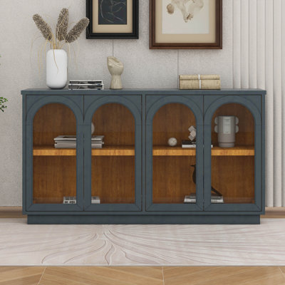 Arched Sideboard Buffet Cabinet With Storage, Large Arched Cabinet With Glass Doors
