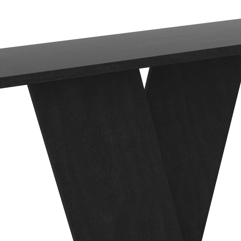 Console avec base en forme de V, tables de canapé minimalistes classiques avec placage en bois naturel pour le salon du vestibule