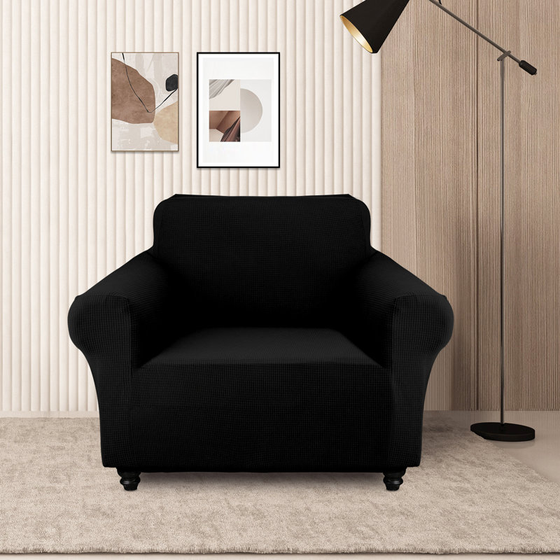 Housse 100% imperméable pour canapé à coussins carrés / rectangulaires, Mélange de polyester noir
