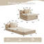 Canapé à compression, canapé-lit à plancher convertible à structure fixe, canapé modulaire à assise simple sans os, sans assemblage requis, tissu chenille, pour la chambre du salon, beige-999296289