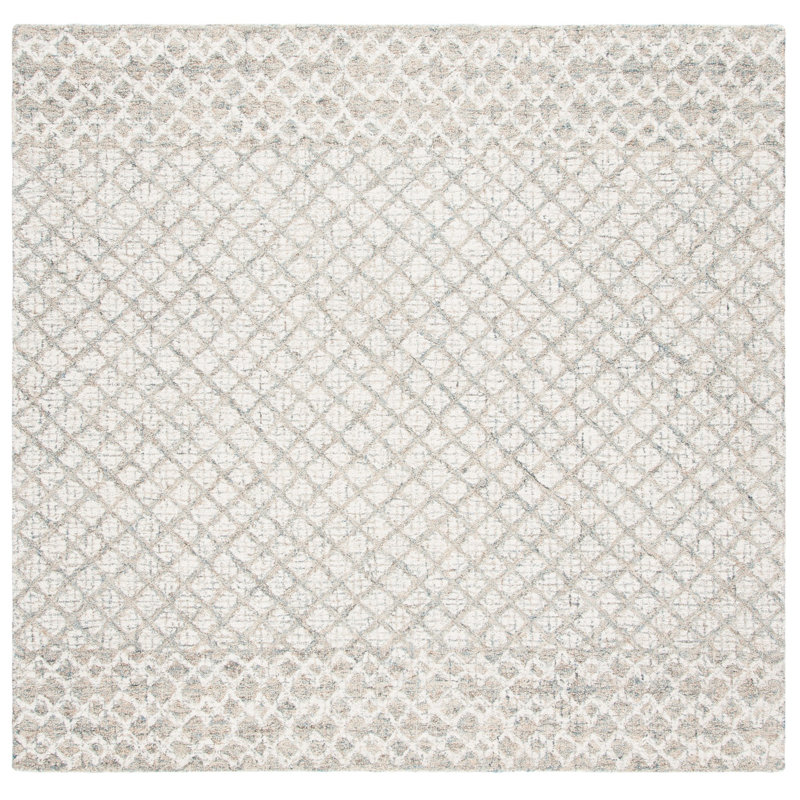 Crowe Hand Tufted Wool Geometric Rug, Square 8'