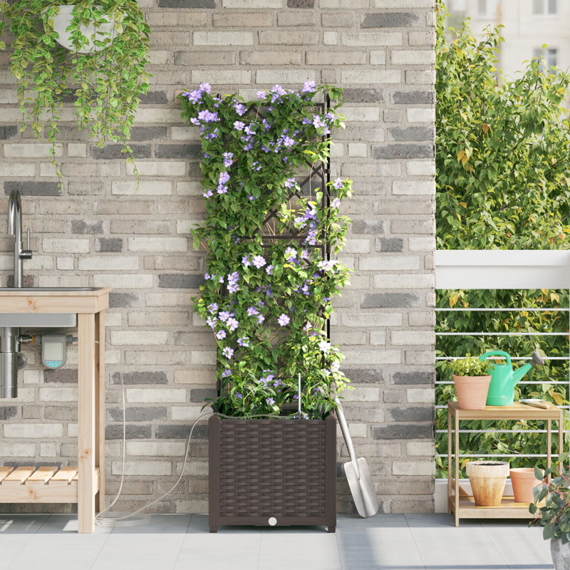 Garden Planter Steel Outdoor Container Modern Decor Terrace Stylish Pot, Brown, 136cm H x40cm W x 40cm D