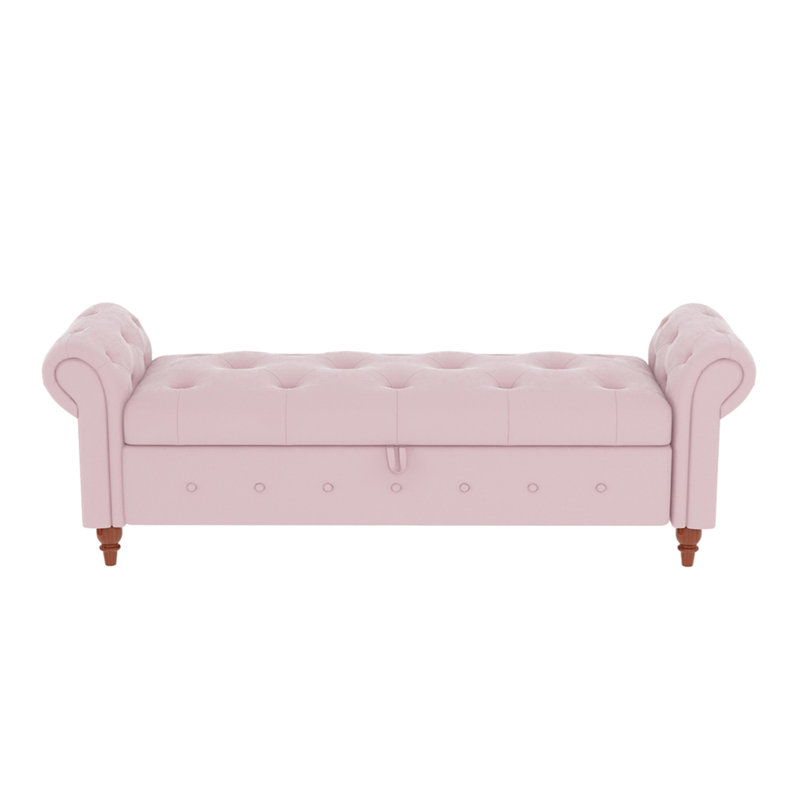 Banc de lit en velours rose