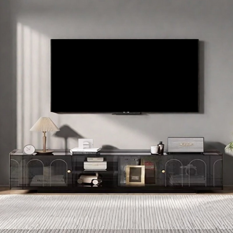 Creative design sense acrylic TV cabinet, Black, 19.68"H x 78.74"L x 15.74"W