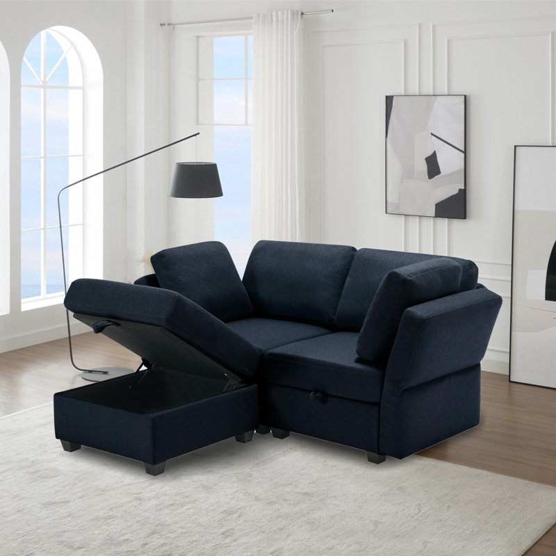 Canapé modulaire polyvalent peu encombrant avec options de rangement et de personnalisation, Bleu