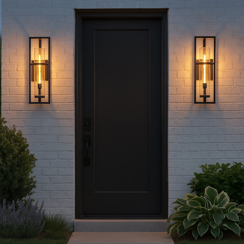 Cordillera Seeded Glass Outdoor Wall Lantern, Black, 26" H x 8.75" W x 7" D