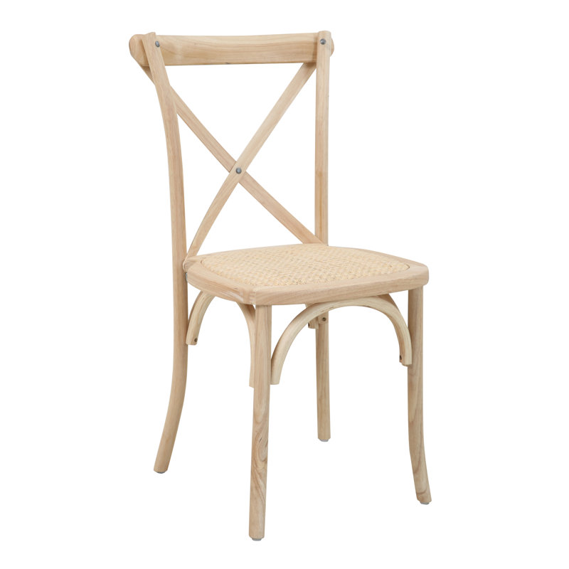 Heald 46cm H Fabric Upholstered Cross Back Dining Chair, Natural Brown