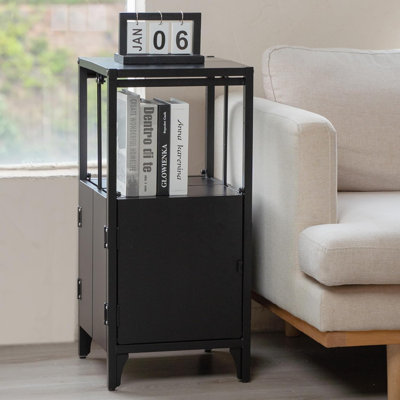 Folding Storage Cabinet End Side Table Metal Night Stands