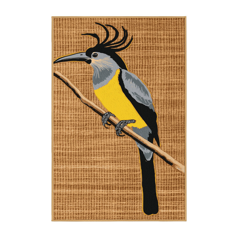 Washable Tropical Kingbird Birds Area Rug, Runner 2' x 4'
