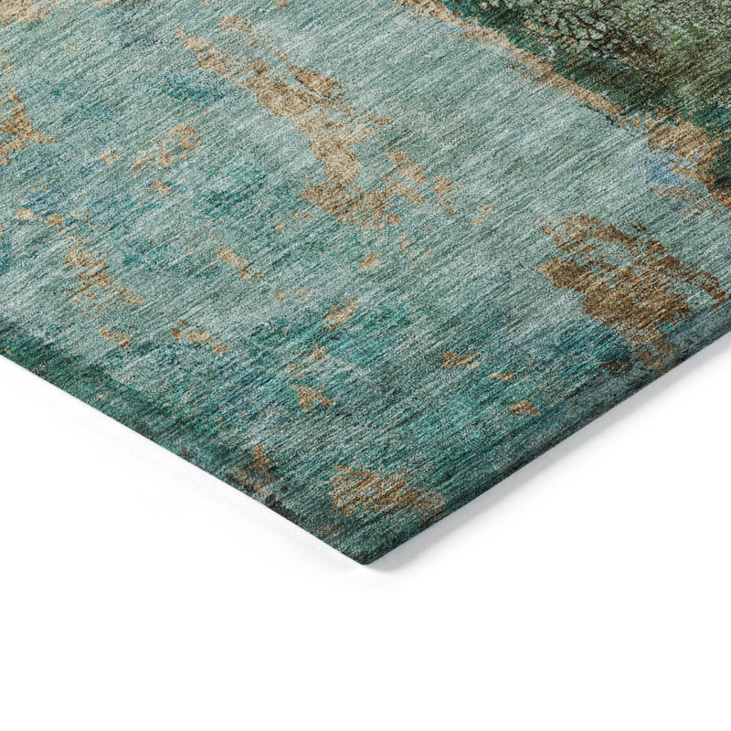 Tapis intérieur lavable abstrait doré 10 pi x 14 pi