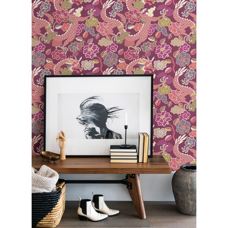 Keiundra Floral Wallpaper Roll, Purple