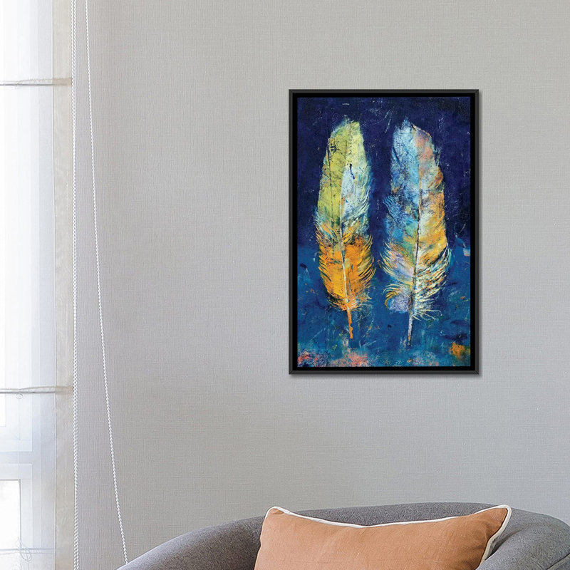 «Feathers», impression sur toile, H 26 po x l 18 po x P 1,5 po, Toile encadrée noire, Pas de tapis