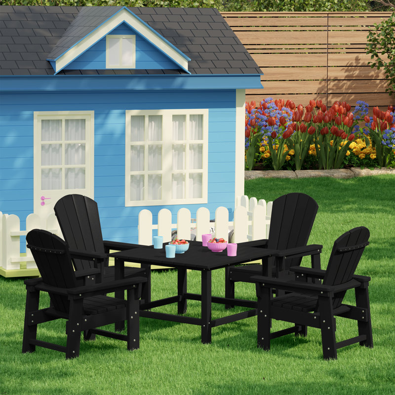 Laguna Kids Adirondack 5-Piece Square Table Dining Set, Black