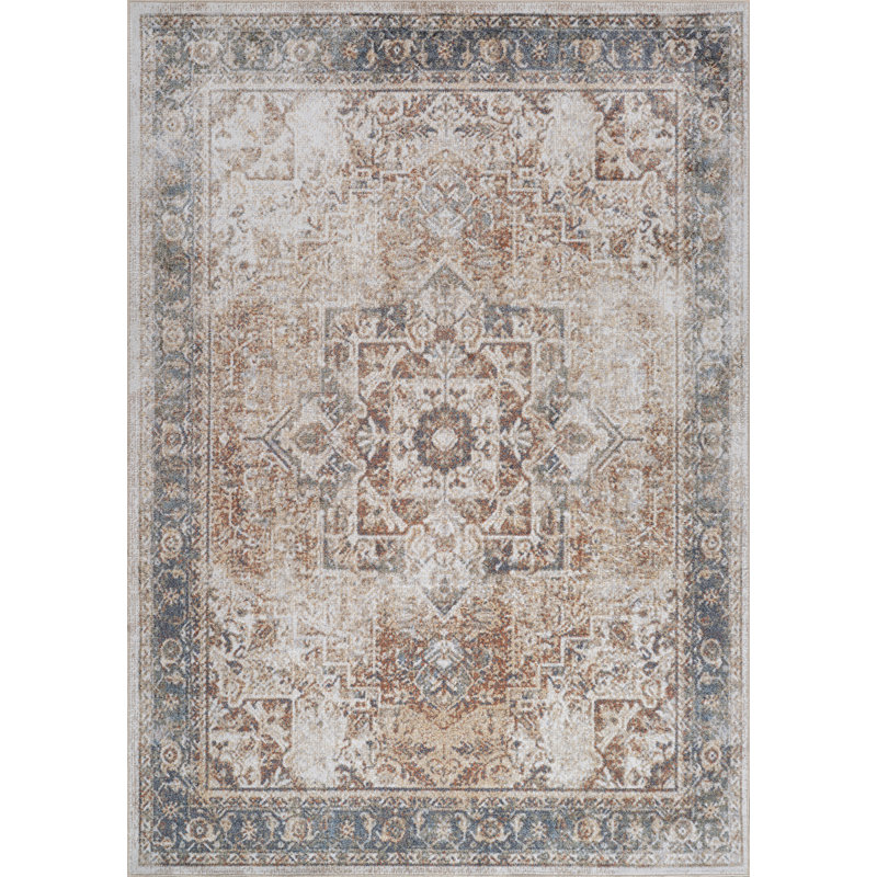 Saylor Machine Washable Traditional Boho Burnt Orange Runner Rug, Rectangle 140 x 200cm
