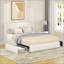 Grand lit plateforme tapissier ivoire