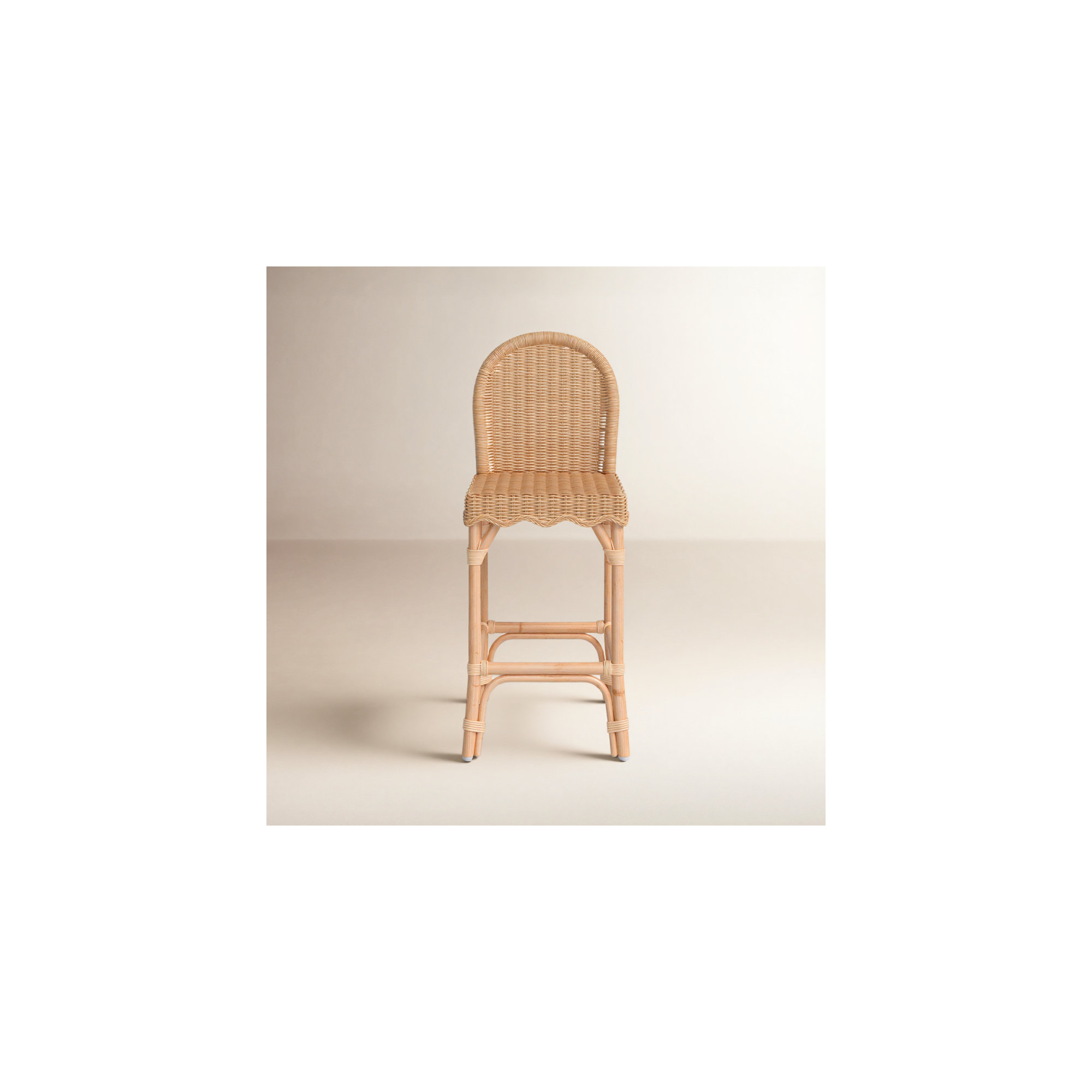 Lacie Rattan Scalloped Bar Stool, Bar Stool (30" Seat Height)