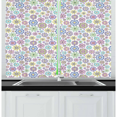 Floral Pointed Kitchen Curtain