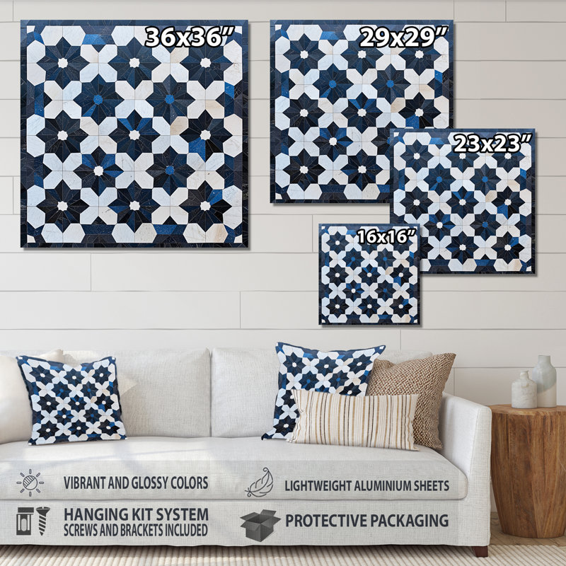 Motif islamique à Marrakech - décoration murale en métal, impression traditionnelle, H 16 po x l 16 po x P 0,84 po