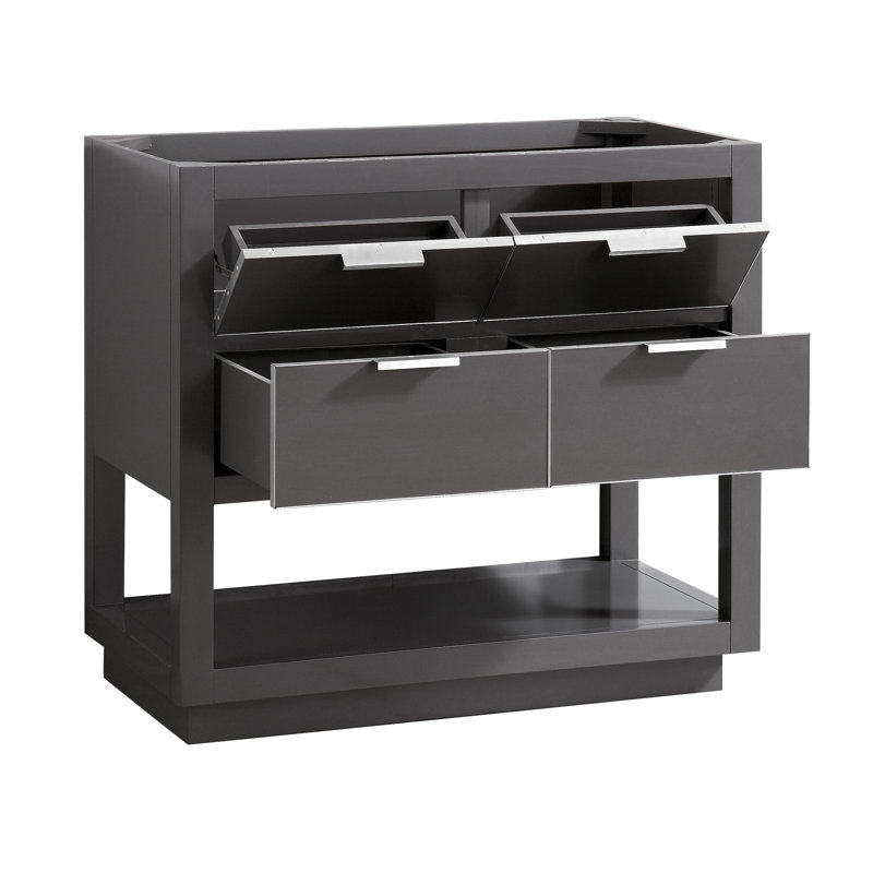 Allie 30" Single Bathroom Vanity, Carrera White Marble/Silver, Twilight Gray