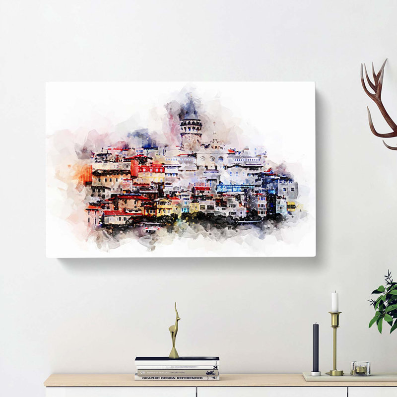 Galata Tower in Istanbul Turkey in Abstract - Wrapped Canvas, 50cm H x 76cm W x 3cm D