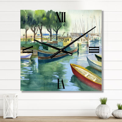 Bateaux au printemps vert - horloge murale traditionnelle