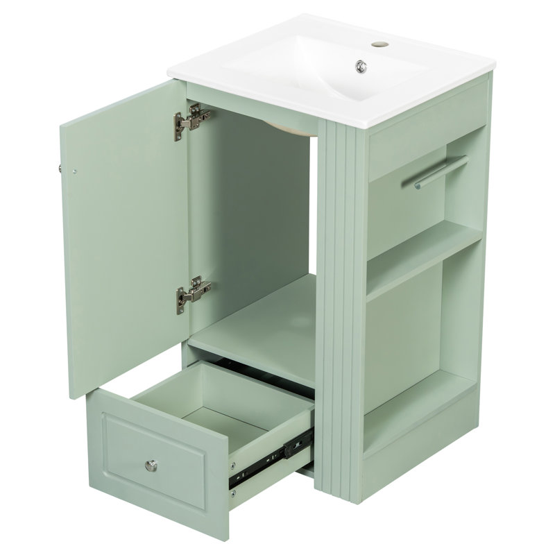 Meuble-lavabo 20 po avec lavabo intégré en céramique, Vert