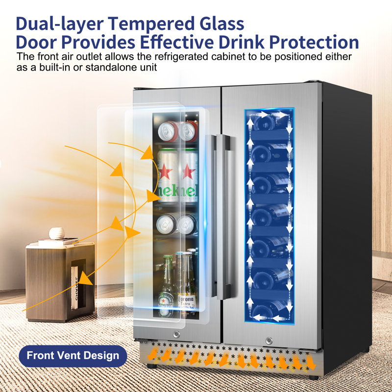 24'' 20 Bottle and 88 Can Dual Zone Built-In & Freestanding Wine & Beverage Refrigerator