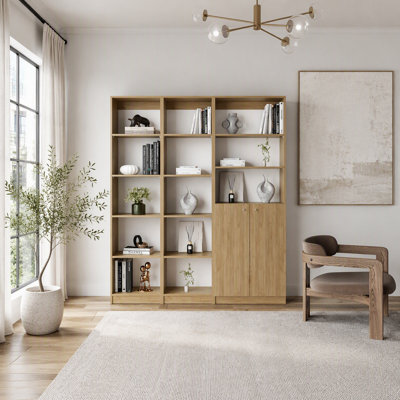 Ensemble de bibliothèque 3 pièces H 71,1 po avec rangement