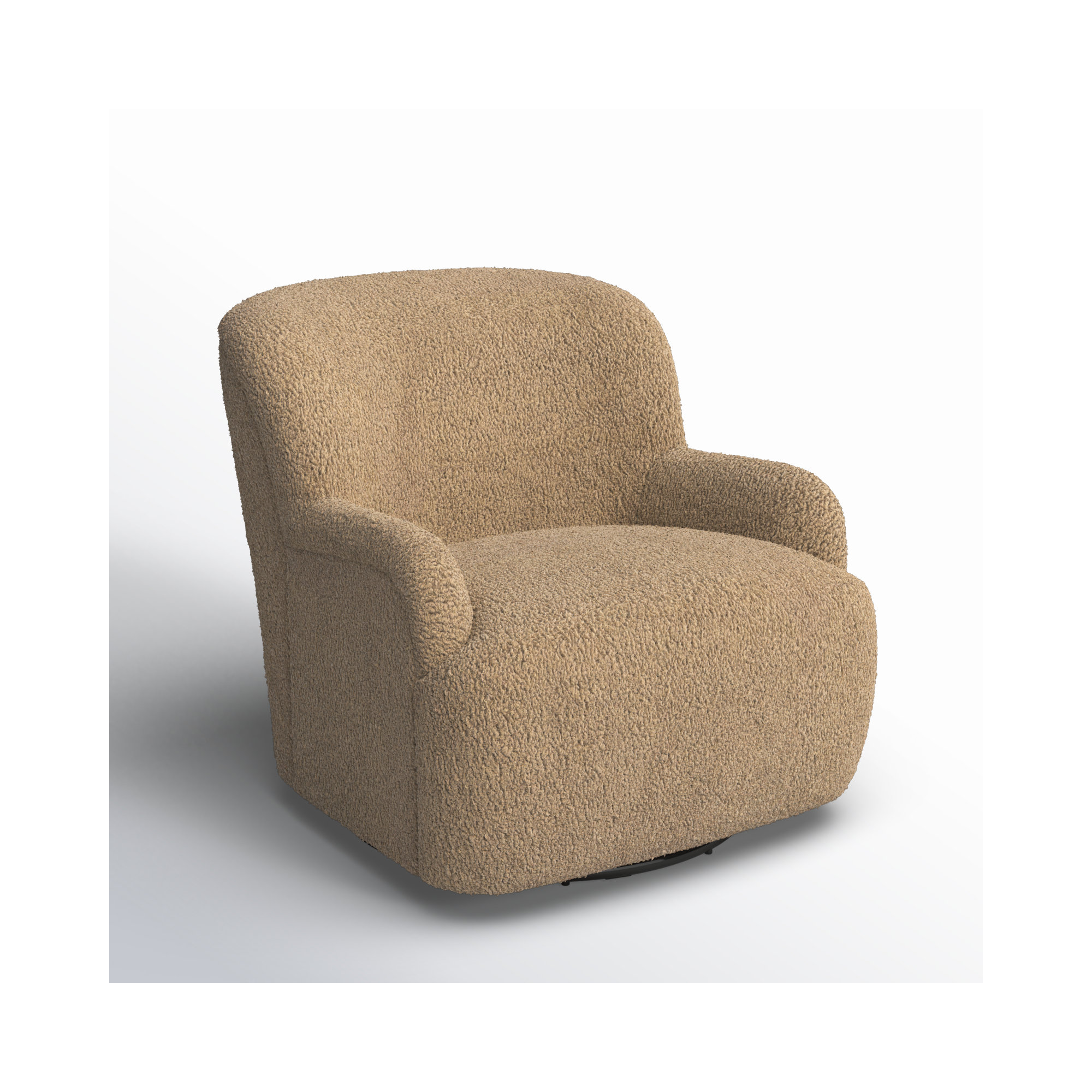 Maxton Upholstered Swivel Armchair, Sheepskin Camel Sherpa