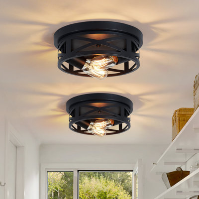 10.8 In. Light Farmhouse Black Flush Mount Ceiling Light
