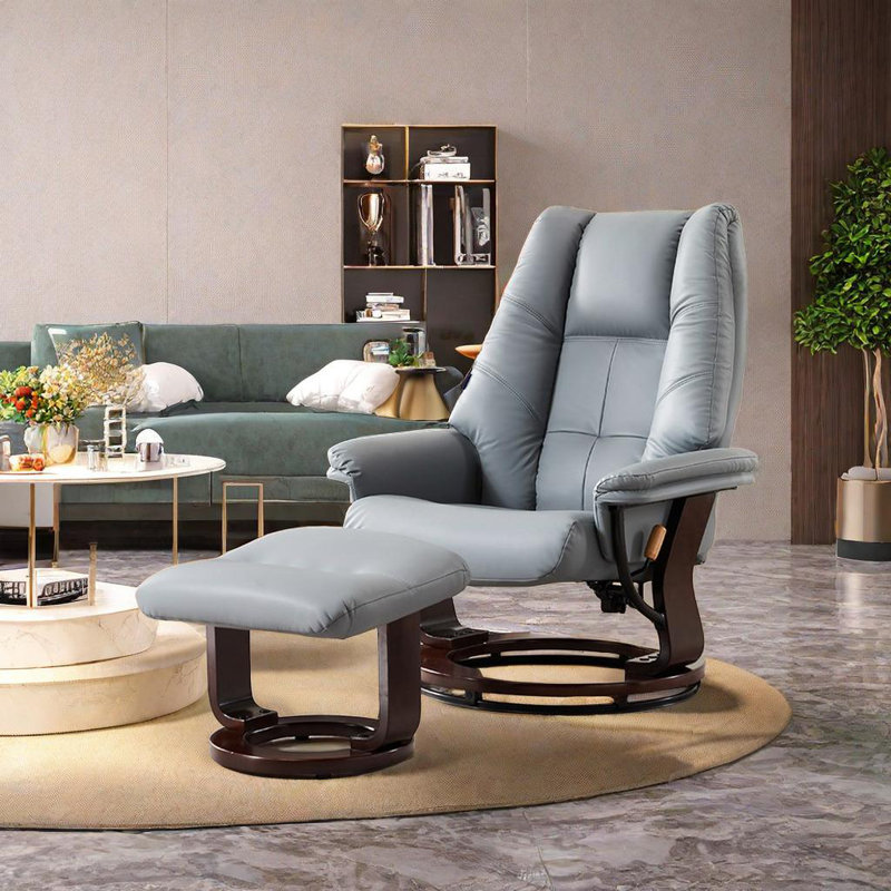 Nouchee Swivel Recliner, Brown, Gray