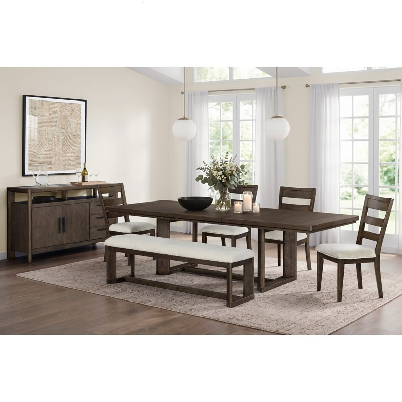 Dark Oak Trestle Dining Table With Leaf