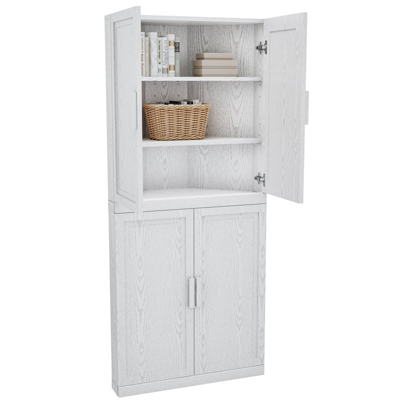 Armoire d'angle avec tablette réglable Cieria, Blanc