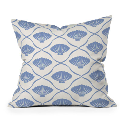 thespacehouse Coastal Ocean Blue Seashells Throw Pillow