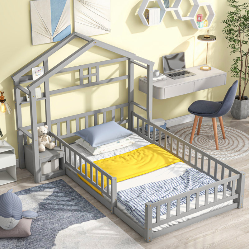 Lit plateforme Alexarae, Gris