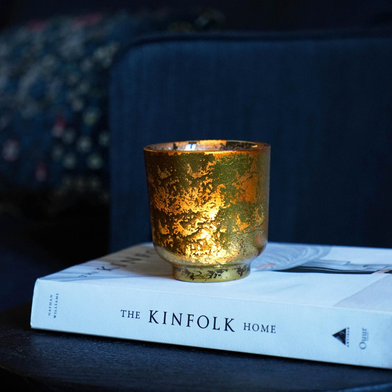 Glass Tabletop / Centrepiece Tealight Holder, Gold