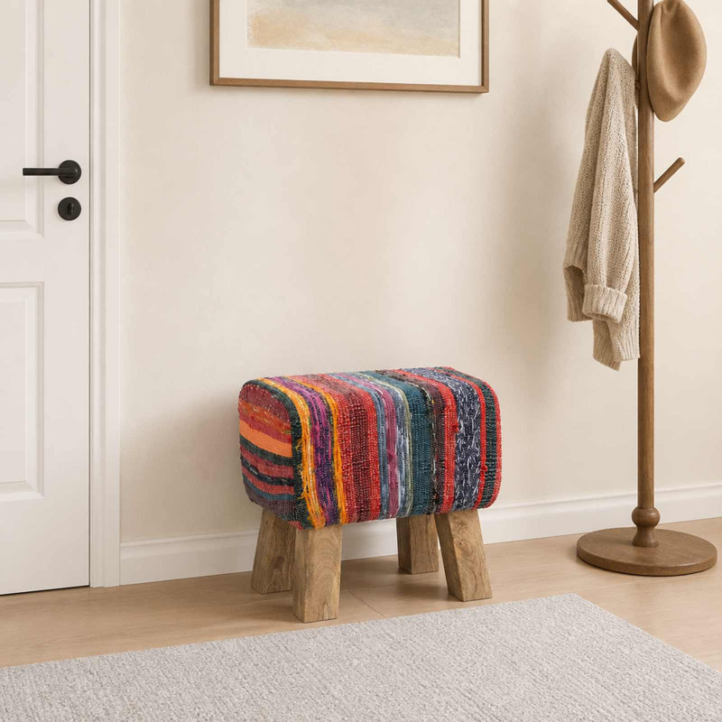 Storage Bench, 45cm H x 40cm L x 30cm D, Striped, Multicolour