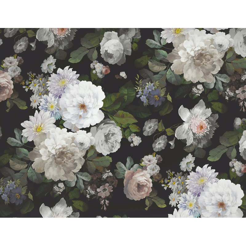 Murale fleur de pivoine Yishan, l 114 po x L 204 po