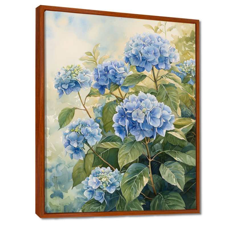Hortensias dans la brise d'été II - Hydrangées, reproductions encadrées, Brun, Impression encadrée flottante