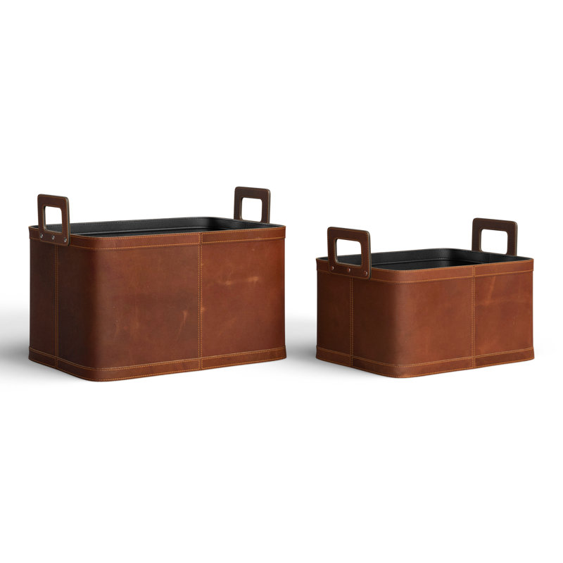 Handmade Leather Storage Baskets