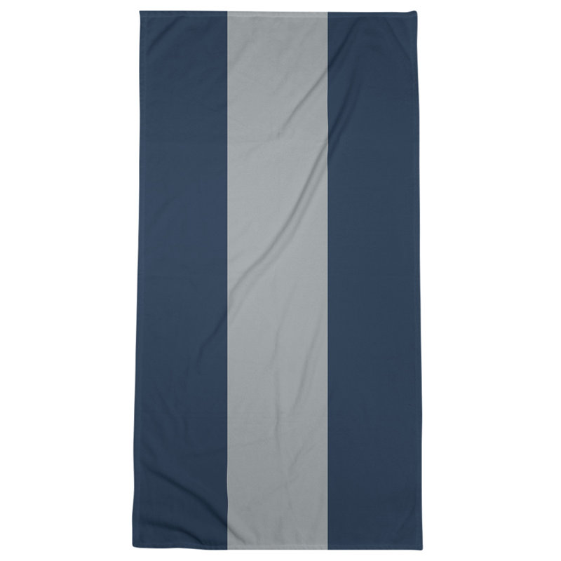 Cotton Blend Beach Towel, Navy Blue/Gray
