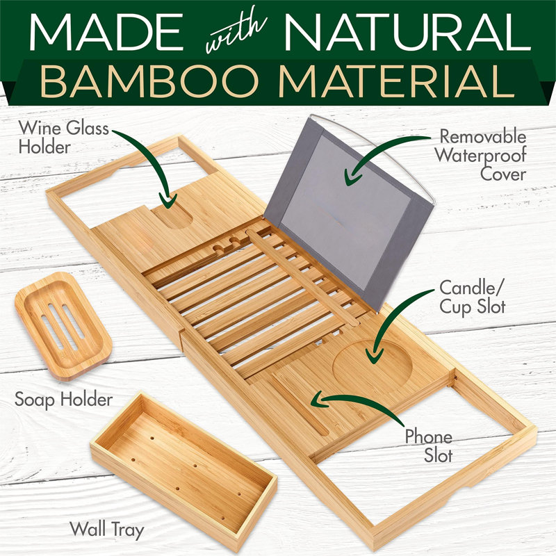 Maizlee Freestanding Bamboo Bath Caddy