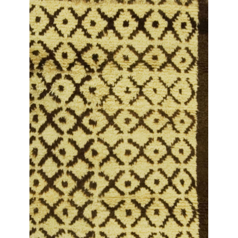 Vintage One-of-a-Kind 3'6" X 5'11" 1960s Wool Area Rug in Yellow