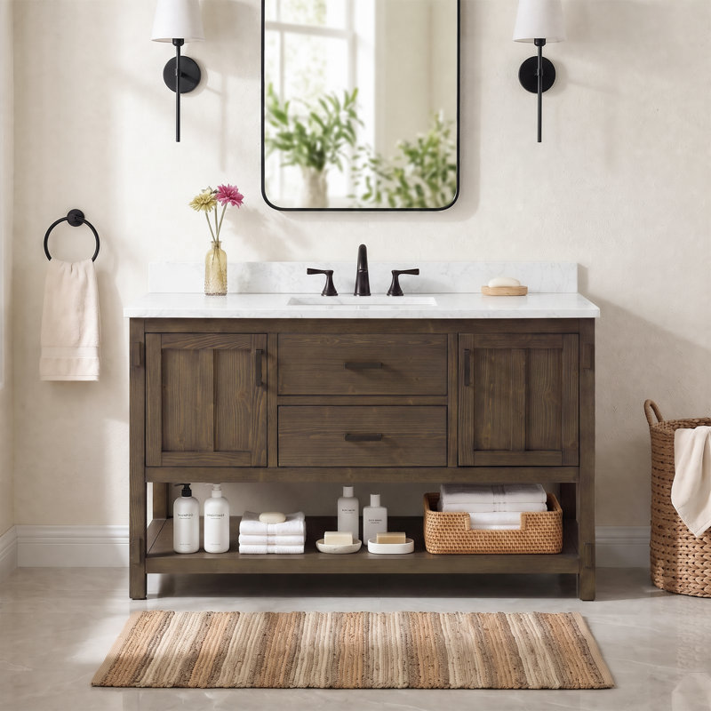 Meuble-lavabo simple 54 po Floyd, Brun cacao