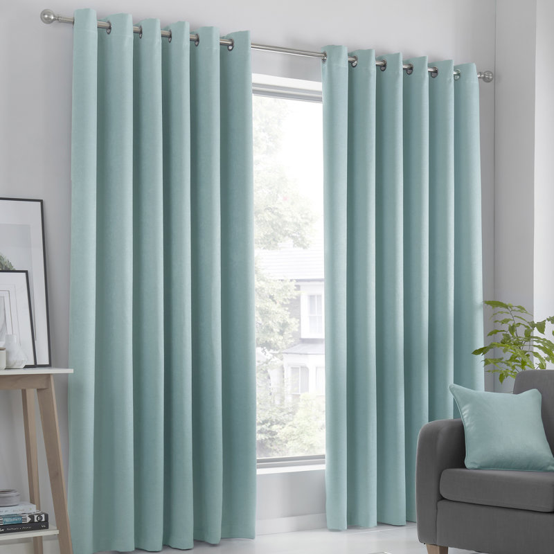 Room Darkening Curtain Pair, Width 117 x Drop 183 cm, Blue