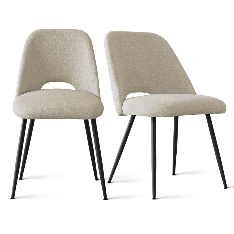 Tapscott Upholstered Fabric Side Chairs, Polyester Blend Beige
