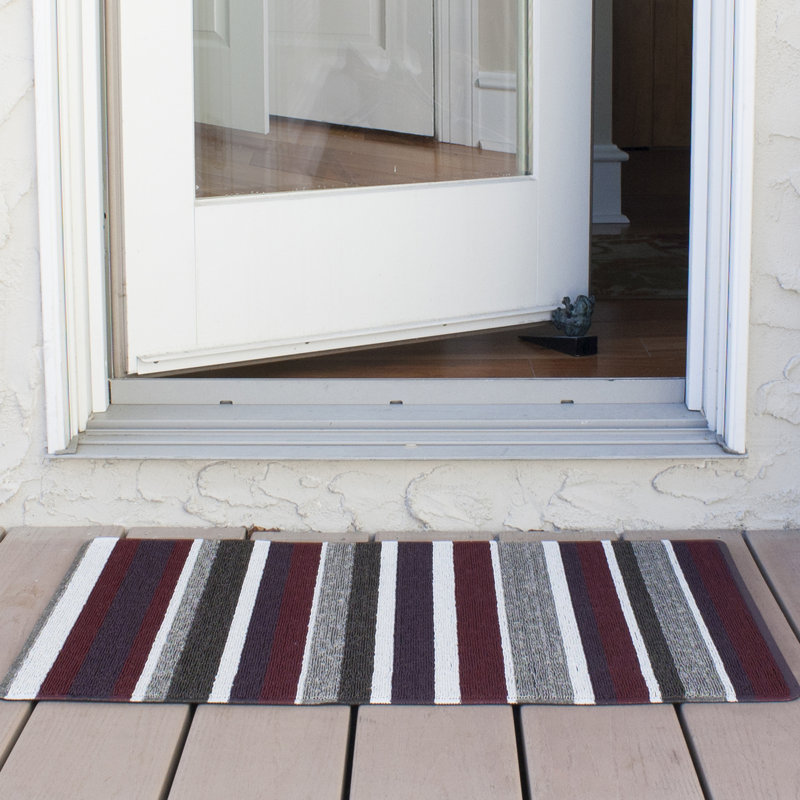 Non-Slip Striped Indoor Doormat, Red
