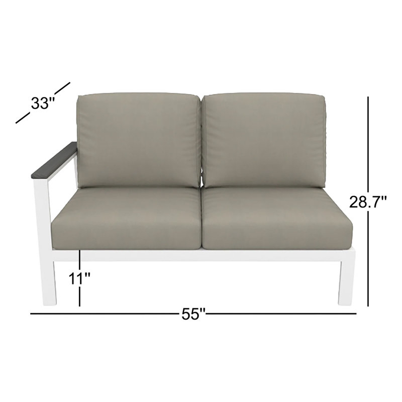 Causeuse modulaire d'extérieur gauche avec coussins Sunbrella, Orienté à gauche (vu de face), Palette colombe